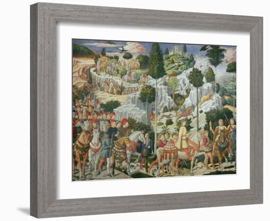 Procession of the Magi: Wall with Lorenzo-Benozzo Gozzoli-Framed Giclee Print