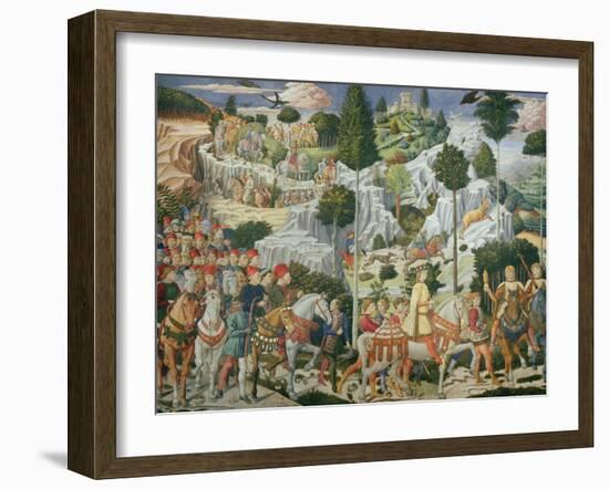 Procession of the Magi: Wall with Lorenzo-Benozzo Gozzoli-Framed Giclee Print