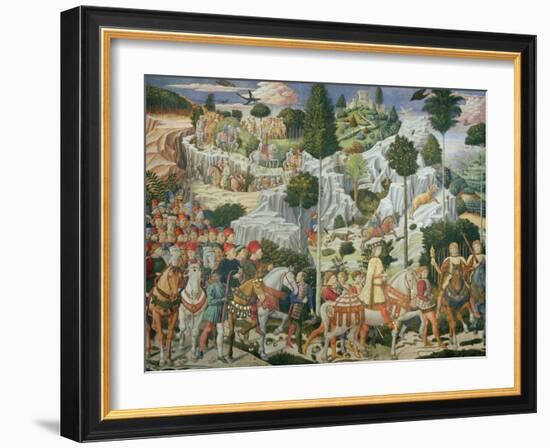 Procession of the Magi: Wall with Lorenzo-Benozzo Gozzoli-Framed Giclee Print