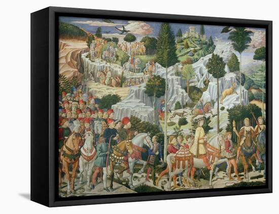 Procession of the Magi: Wall with Lorenzo-Benozzo Gozzoli-Framed Premier Image Canvas