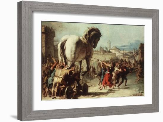 Procession of the Trojan Horse into Troy, C. 1760-Giovanni Domenico Tiepolo-Framed Giclee Print