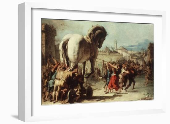 Procession of the Trojan Horse into Troy, C. 1760-Giovanni Domenico Tiepolo-Framed Giclee Print