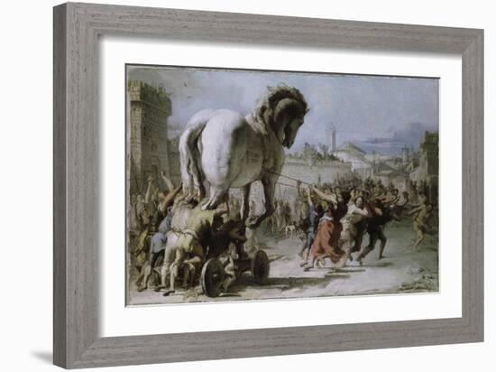 Procession of the Trojan Horse into Troy-Giovanni Battista Tiepolo-Framed Giclee Print