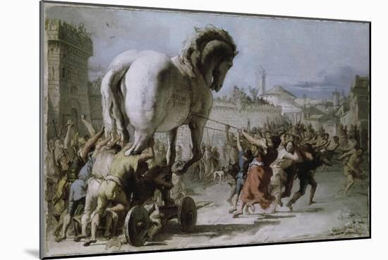 Procession of the Trojan Horse into Troy-Giovanni Battista Tiepolo-Mounted Giclee Print