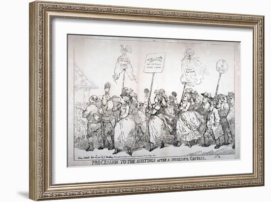 Procession to the Hustings after a Successful Canvass, No:14, 1784-Thomas Rowlandson-Framed Giclee Print