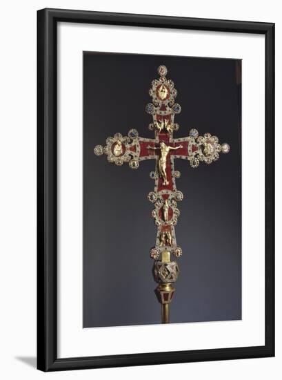 Processional Cross in Red Jasper, Gold and Gems-null-Framed Giclee Print