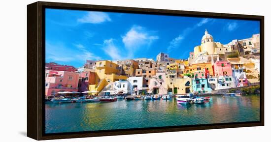 Procida, Colorful Island in the Mediterranean Sea Coast, Naples, Italy-ronnybas-Framed Premier Image Canvas