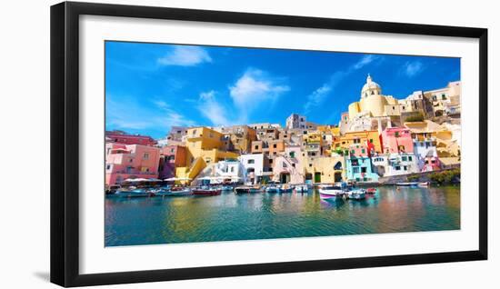 Procida, Colorful Island in the Mediterranean Sea Coast, Naples, Italy-ronnybas-Framed Photographic Print