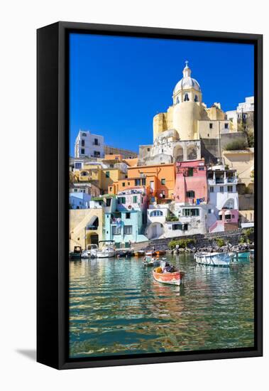 Procida, La Corricella Harbour. Campania, Italy.-Francesco Riccardo Iacomino-Framed Premier Image Canvas