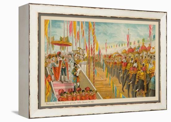 Proclaiming Victoria Empress of India-Delhi- 1 January 1877-English School-Framed Premier Image Canvas