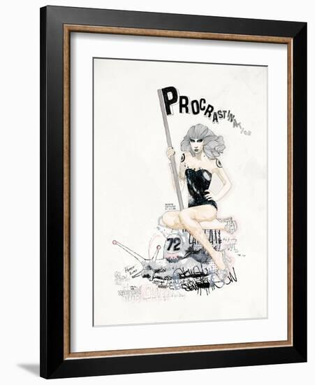 ProcrastiNATION-Mydeadpony-Framed Art Print