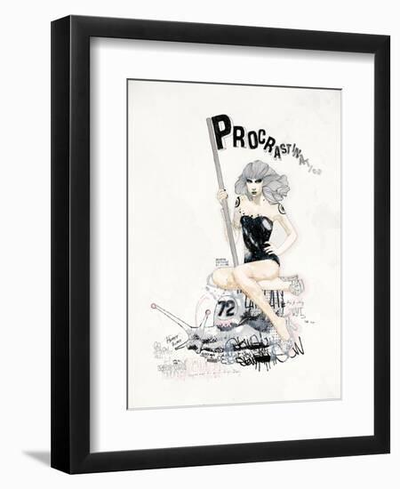 ProcrastiNATION-Mydeadpony-Framed Art Print