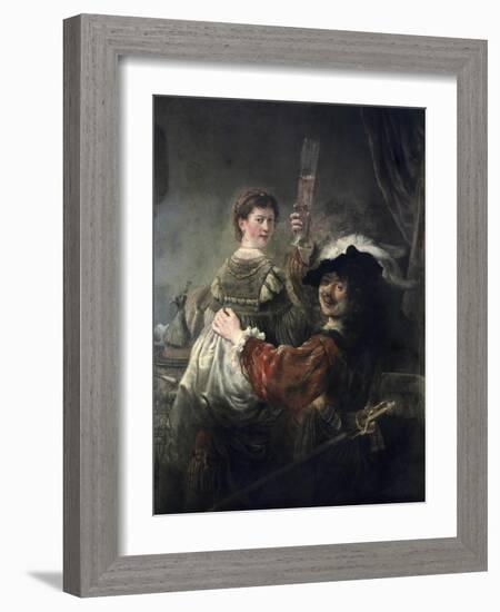 Prodigal Son in the Tavern (Rembrandt and Saskia)-Rembrandt van Rijn-Framed Giclee Print
