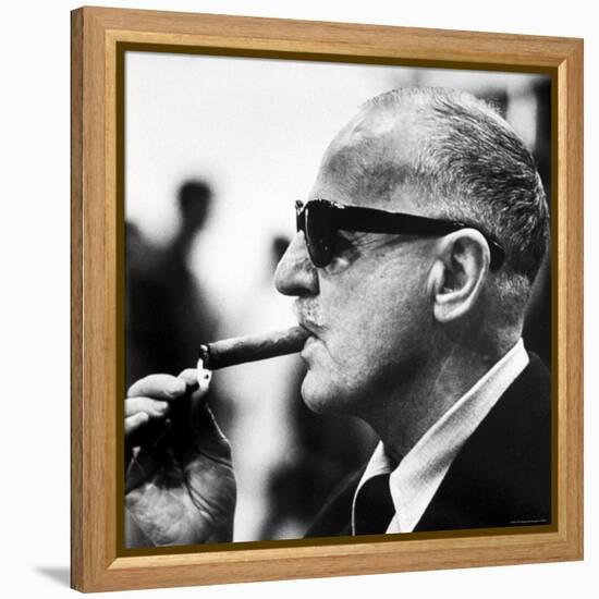 Producer Darryl F. Zanuck Lighting Cigar on the Set of Film "Rapture"-Carlo Bavagnoli-Framed Premier Image Canvas