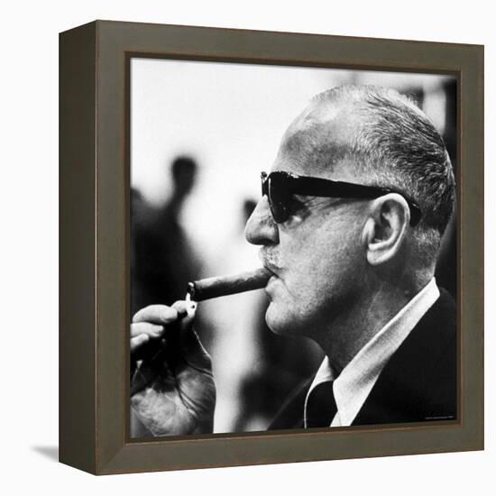 Producer Darryl F. Zanuck Lighting Cigar on the Set of Film "Rapture"-Carlo Bavagnoli-Framed Premier Image Canvas