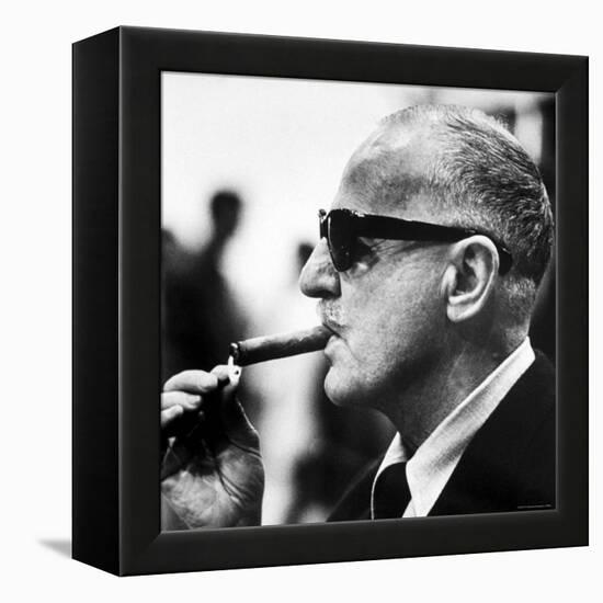 Producer Darryl F. Zanuck Lighting Cigar on the Set of Film "Rapture"-Carlo Bavagnoli-Framed Premier Image Canvas