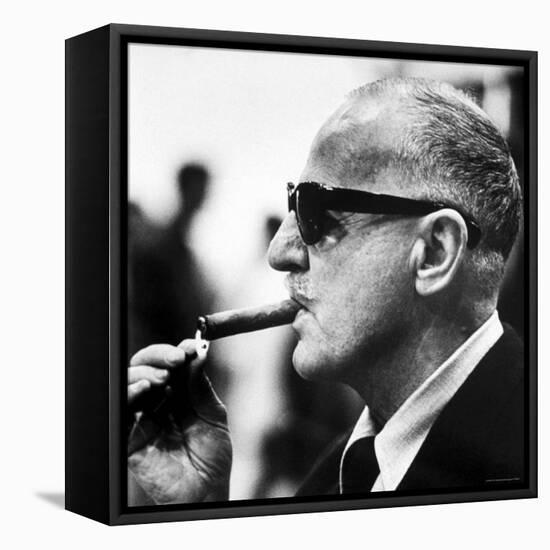 Producer Darryl F. Zanuck Lighting Cigar on the Set of Film "Rapture"-Carlo Bavagnoli-Framed Premier Image Canvas