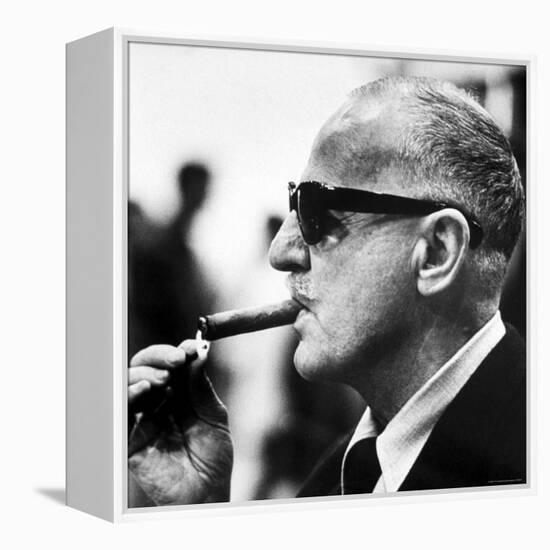 Producer Darryl F. Zanuck Lighting Cigar on the Set of Film "Rapture"-Carlo Bavagnoli-Framed Premier Image Canvas