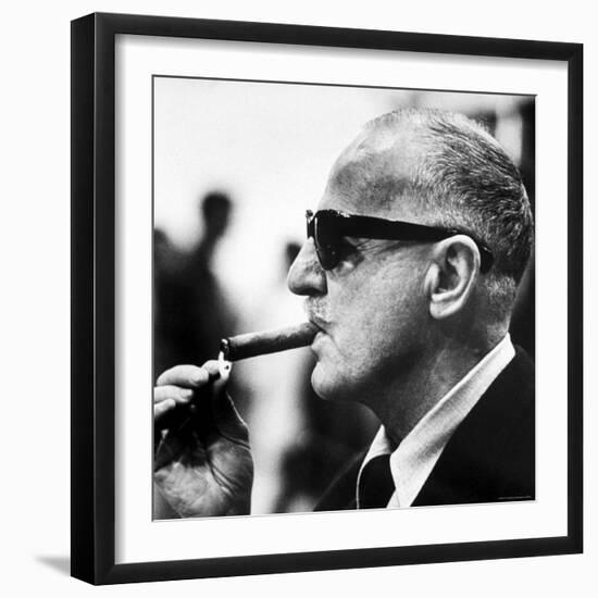 Producer Darryl F. Zanuck Lighting Cigar on the Set of Film "Rapture"-Carlo Bavagnoli-Framed Premium Photographic Print