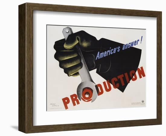 Production - America's Answer! Poster-Jean Carlu-Framed Giclee Print