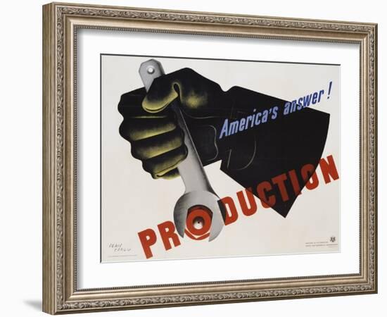 Production - America's Answer! Poster-Jean Carlu-Framed Giclee Print