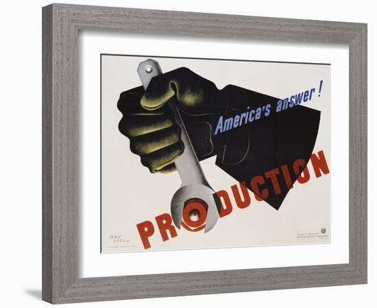 Production - America's Answer! Poster-Jean Carlu-Framed Giclee Print