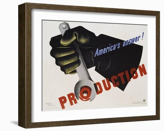 Production - America's Answer! Poster-Jean Carlu-Framed Giclee Print