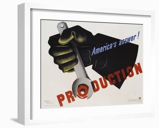 Production - America's Answer! Poster-Jean Carlu-Framed Giclee Print