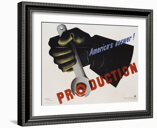 Production - America's Answer! Poster-Jean Carlu-Framed Giclee Print
