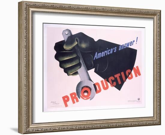 Production - America's Answer! Poster-Jean Carlu-Framed Giclee Print