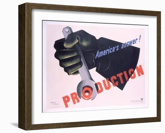 Production - America's Answer! Poster-Jean Carlu-Framed Giclee Print