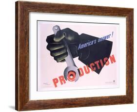 Production - America's Answer! Poster-Jean Carlu-Framed Giclee Print