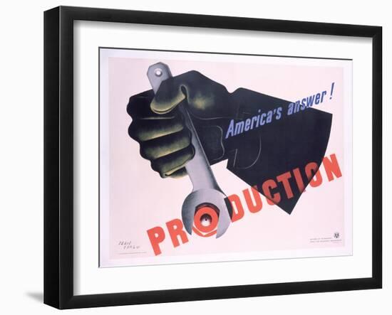 Production - America's Answer! Poster-Jean Carlu-Framed Giclee Print