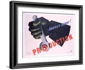 Production - America's Answer! Poster-Jean Carlu-Framed Giclee Print