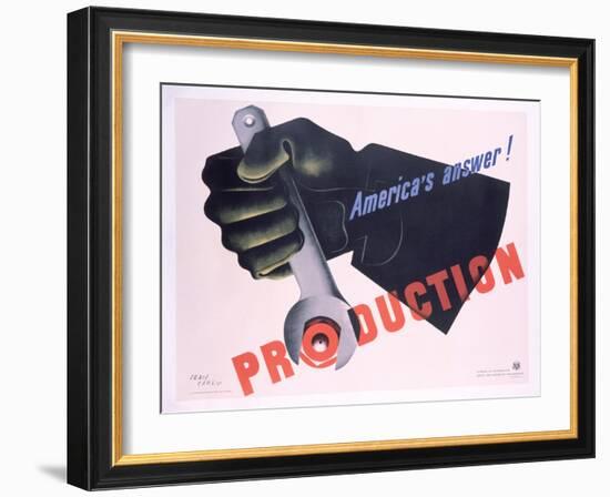 Production - America's Answer! Poster-Jean Carlu-Framed Giclee Print