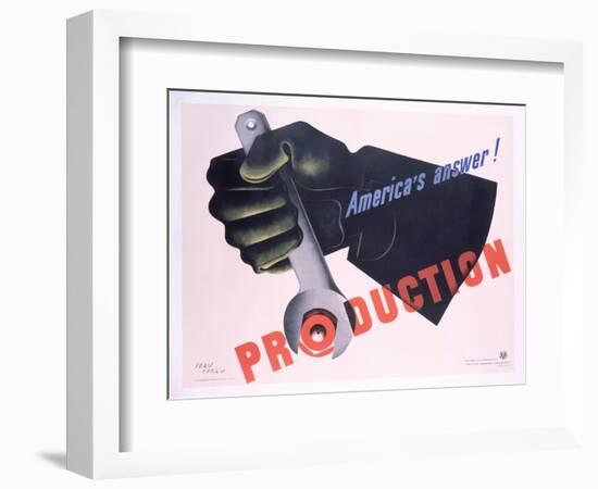 Production - America's Answer! Poster-Jean Carlu-Framed Giclee Print