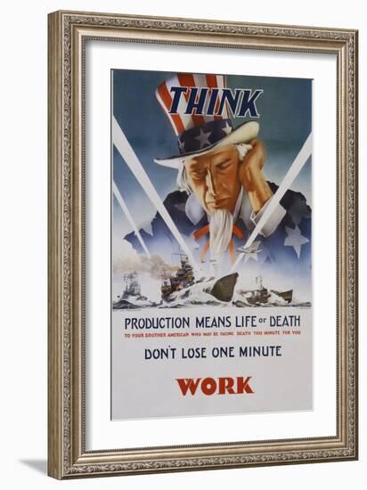 Production Means Life or Death Poster-C. Chickering-Framed Giclee Print