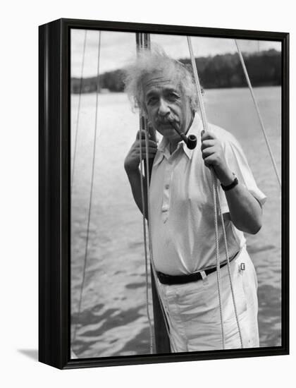 Prof. Albert Einstein on His Sailboat at Saranac Lake in the Adirondacks-null-Framed Premier Image Canvas