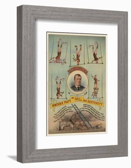 Prof.Theurer and his Inimitable Feats of Skills and Dexterity, c. 1883-Vintage Reproduction-Framed Art Print