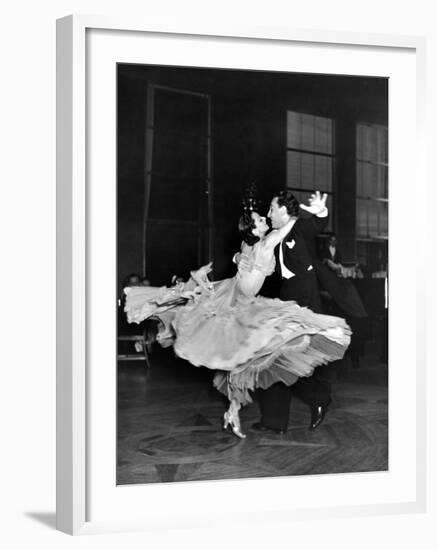 Professional Dancers Waltzing During a Show at the Rainbow Room Above Rockefeller Center-Peter Stackpole-Framed Premium Photographic Print