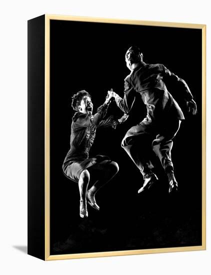 Professional Dancers Willa Mae Ricker and Leon James Show Off the Lindy Hop-Gjon Mili-Framed Premier Image Canvas