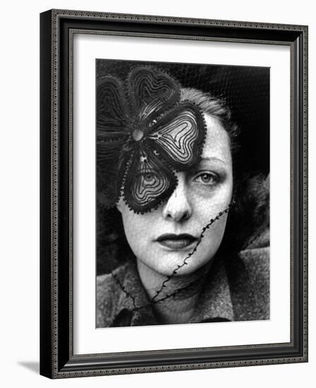 Professional Model Janet Macleod Wearing Veiled Hat Designed by Lilly Dache-Alfred Eisenstaedt-Framed Photographic Print