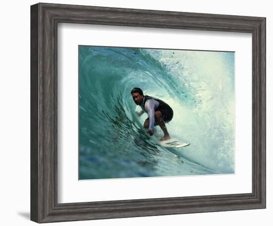 Professional Surfer Riding a Wave-Rick Doyle-Framed Photographic Print