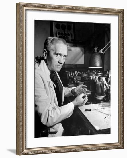 Professor Alexander Fleming Working in Laboratory-Hans Wild-Framed Premium Photographic Print