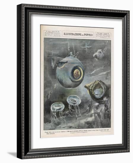 Professor Beebe in His Bathysphere 1000 Metres Below the Surface of the Atlantic Ocean-Aldo Molinari-Framed Photographic Print