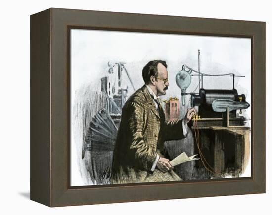 Professor J. J. Thomson in His Laboratory-null-Framed Premier Image Canvas