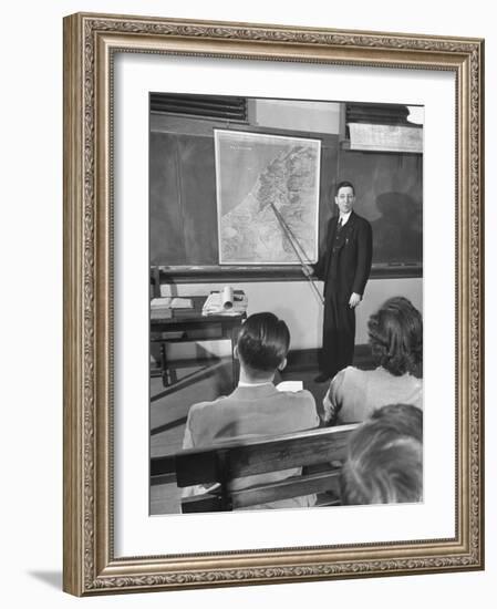 Professor Teaching the Students About Palestine's Geography-Bernard Hoffman-Framed Photographic Print