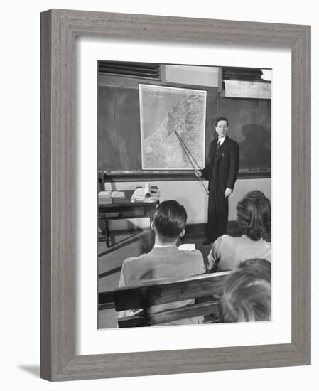 Professor Teaching the Students About Palestine's Geography-Bernard Hoffman-Framed Photographic Print