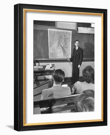 Professor Teaching the Students About Palestine's Geography-Bernard Hoffman-Framed Photographic Print