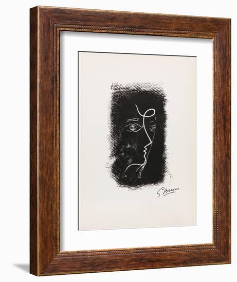 Profil de Femme from Souvenirs de Portraits d'Artistes. Jacques PrŽvert: Le Coeur-Georges Braque-Framed Collectable Print